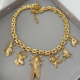 Inset charm cuban chain necklace