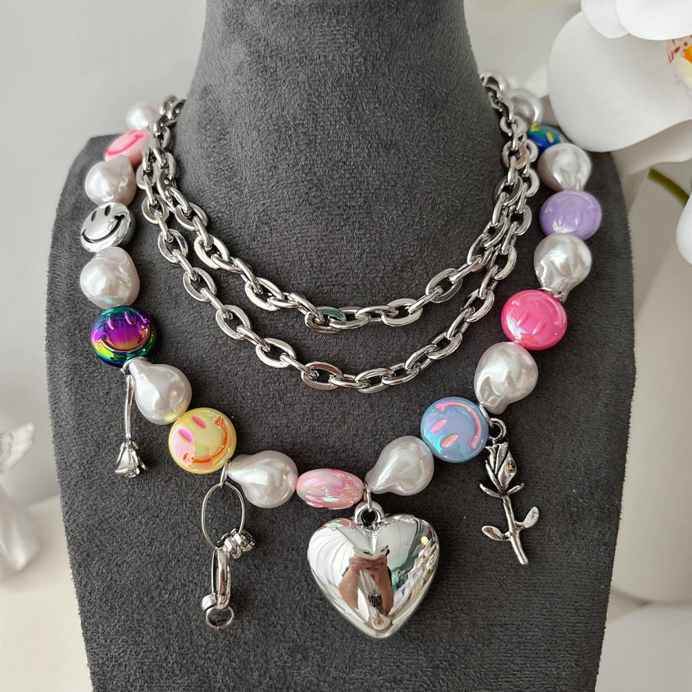 Layer heary charm necklace