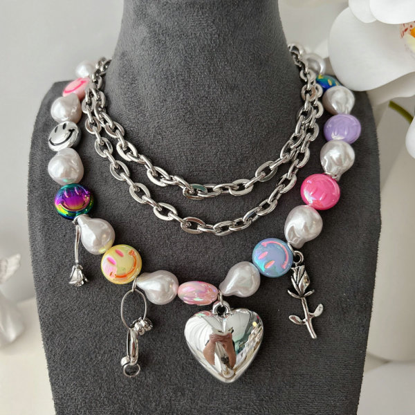 Layer heary charm necklace