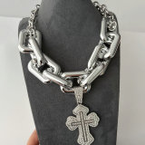 Chunky chain cross pendant necklace