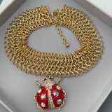 Chunky chain ladybug charm necklace