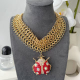 Chunky chain ladybug charm necklace