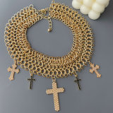 Chunky chain cross pendant necklace