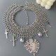 Chunky metal heart cross charm necklace