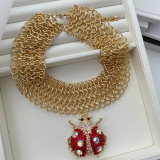 Chunky chain ladybug charm necklace