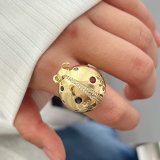 Pave zircon ladybug ring