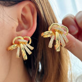 Pave twist flower earrings