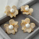 Pave zircon flower earrings