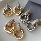 Pave circle earrings