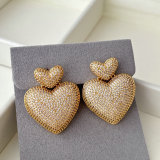 Pave zircon heart earrings
