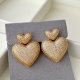 Pave zircon heart earrings