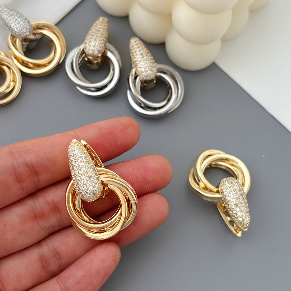 Pave circle earrings