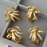 Pave twist flower earrings