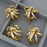 Pave twist flower earrings