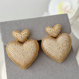 Pave zircon heart earrings