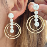 Pearl circle earrings