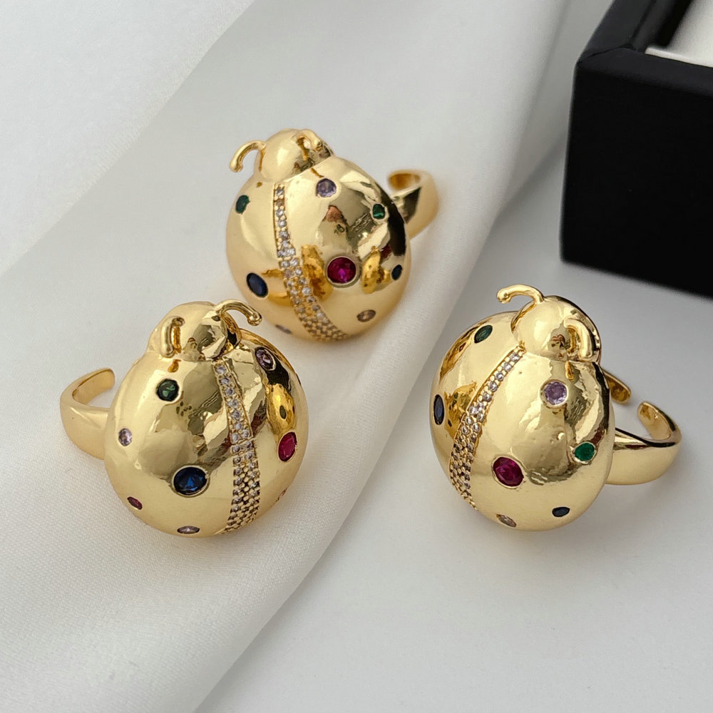 Pave zircon ladybug ring