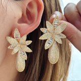 Pave zircon flower earrings
