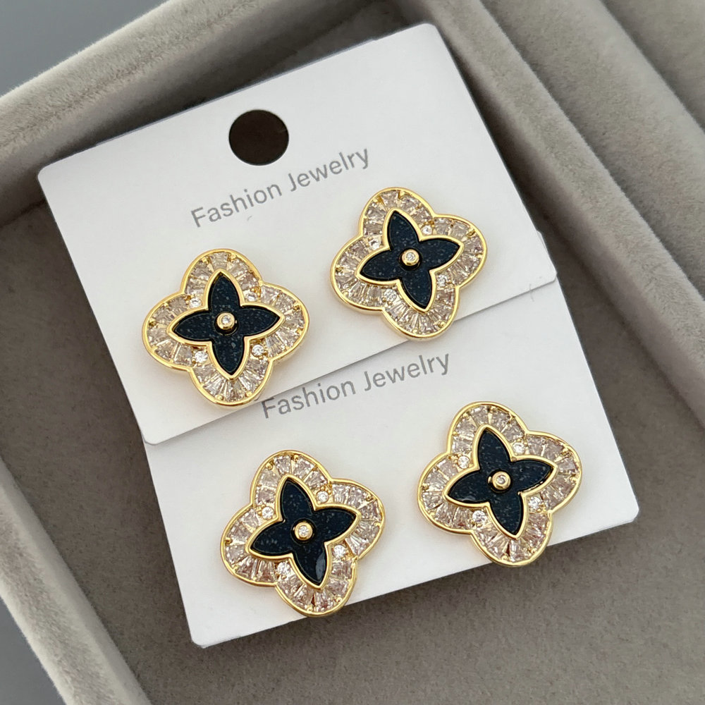Pave zircon clover earrings