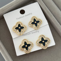 Pave zircon clover earrings