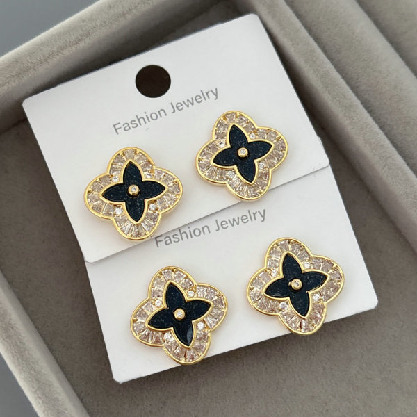 Pave zircon clover earrings