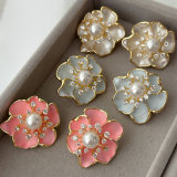 Enamel flower earrings