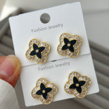 Pave zircon clover earrings