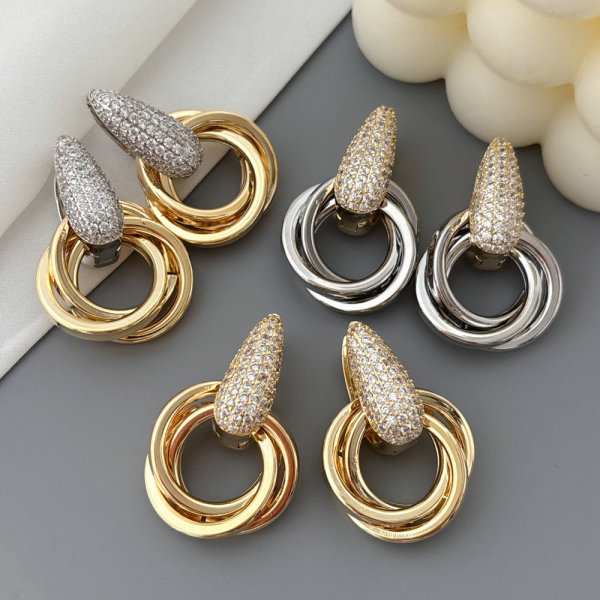 Pave circle earrings