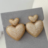Pave zircon heart earrings