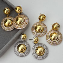 Two tone drop round earrings
