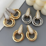 Pave circle earrings