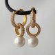 Link chain pearl earrings