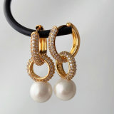 Link chain pearl earrings