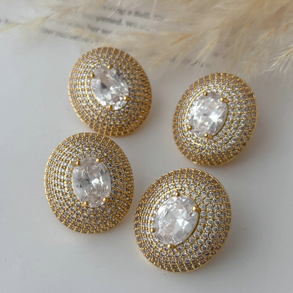 Pave zircon oval shape earrings