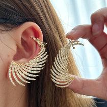 Pave zircon chunky wing earrings