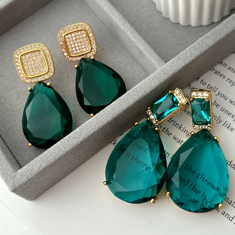 Chunky green stone earrings