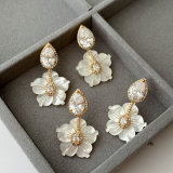 Pave flower earrings