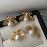 Pave zircon bee earrings