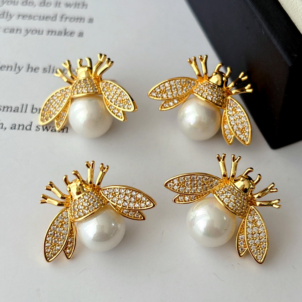 Pave zircon bee earrings