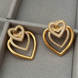 Pave heart earrings