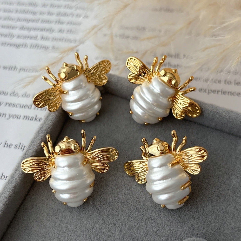 pave bee earrings