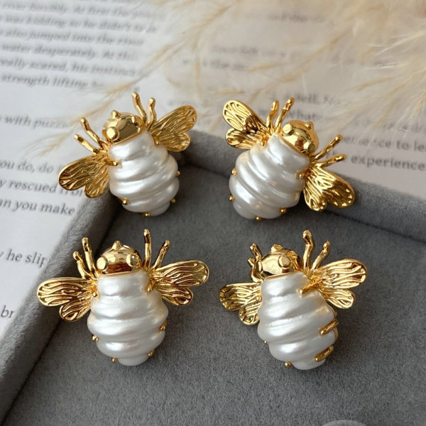 pave bee earrings