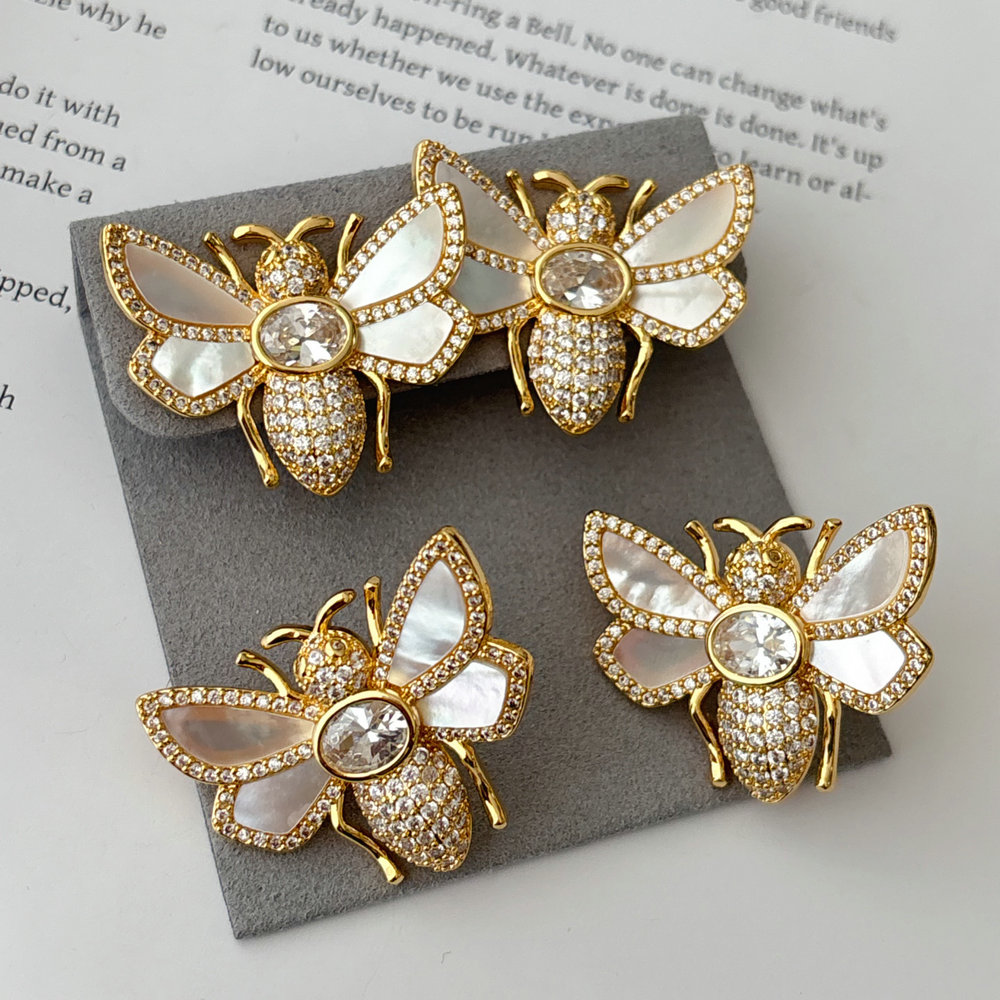 Pave bee earrings