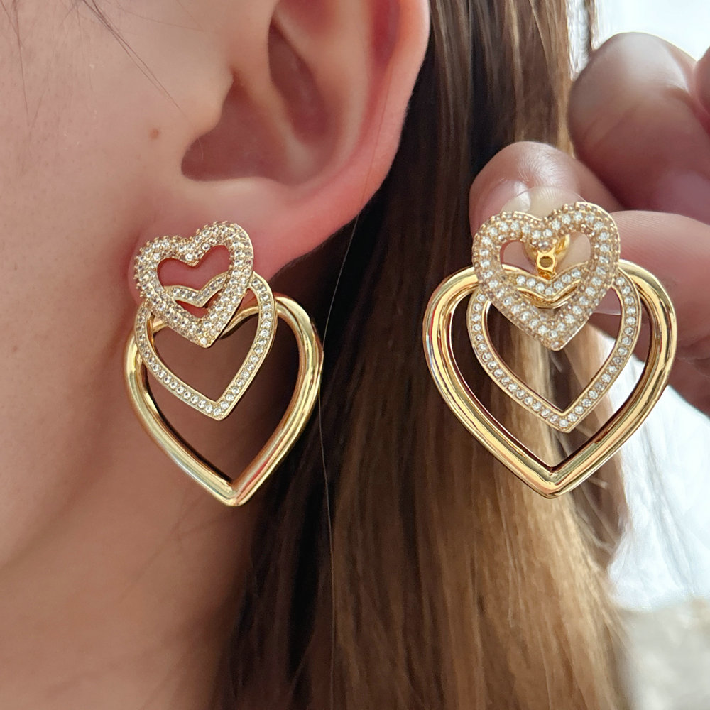 Pave heart earrings