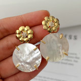 Mop shell round earrings
