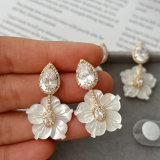 Pave flower earrings