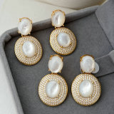 Shell pearl teardrop earrings