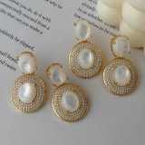 Shell pearl teardrop earrings