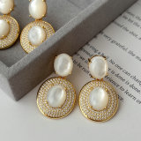 Shell pearl teardrop earrings