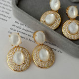 Shell pearl teardrop earrings